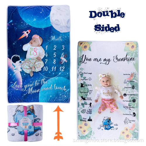 baby monthly milestone blanket double side